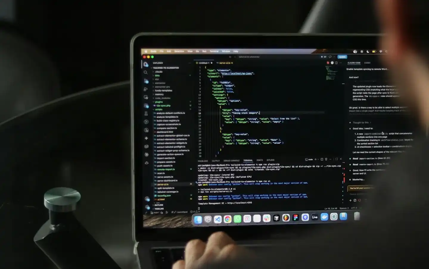A software engineer creates the codebase during the process of custom web development