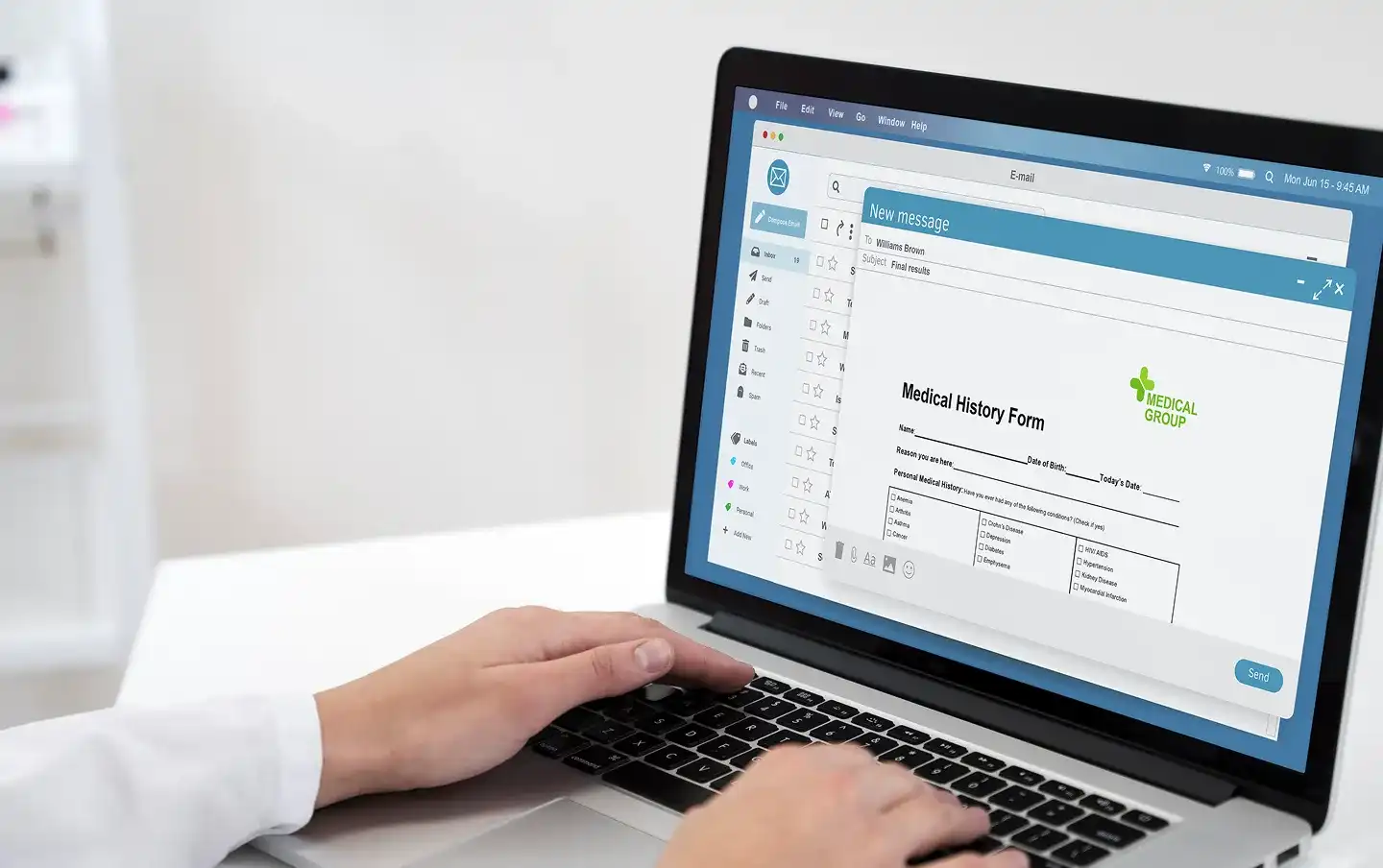 Doctor documenting a routine medical checkup, reflecting the kind of clinical workflow custom healthcare software development is built to support