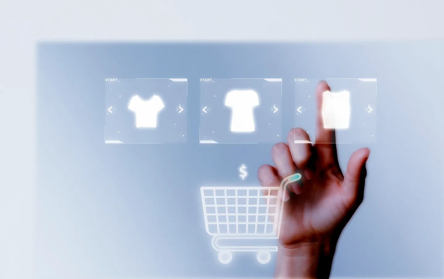 A customer's hand using a mobile interface to add an item to the shopping cart, illustrating custom eCommerce software development services.
