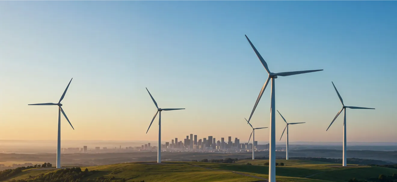 Wind turbines, which symbolize the digital transformation in the energy industry and the energy software development.